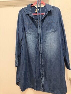 Faded Glory Blue Denim Longline Shirt Dress